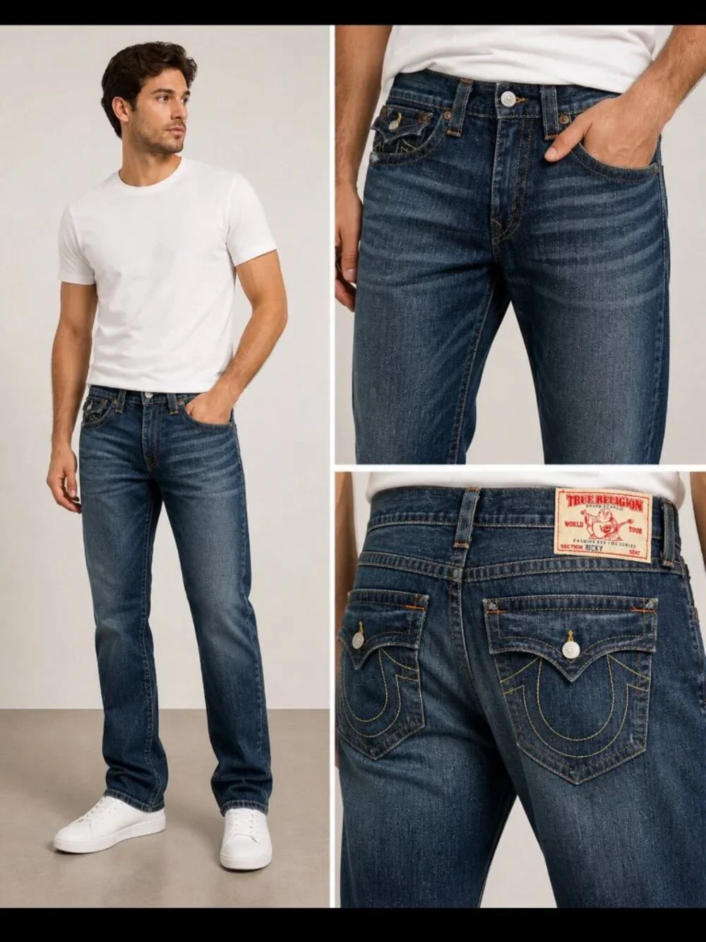 True Religion straight-cut jeans in size 38.